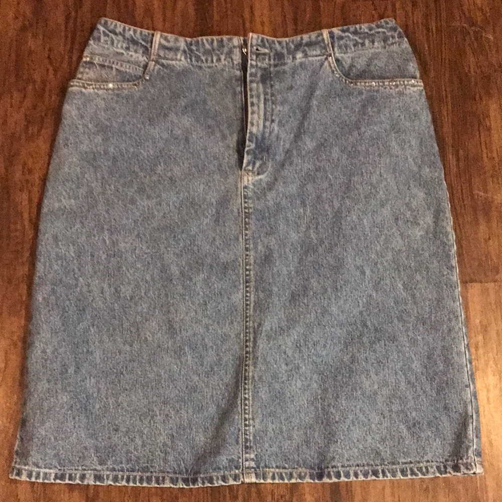 Knee length denim skirt